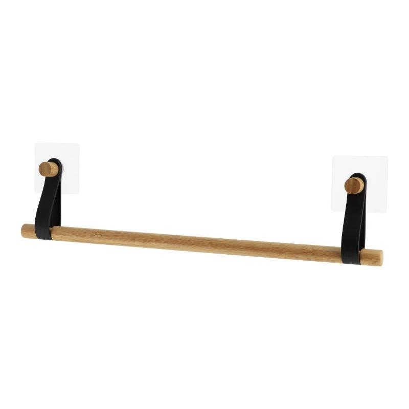 TK Bamboo Wall-Mounted Towel Rack – Single-Bar Adhesive Bathroom Holder