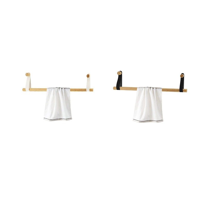 TK Bamboo Wall-Mounted Towel Rack – Single-Bar Adhesive Bathroom Holder