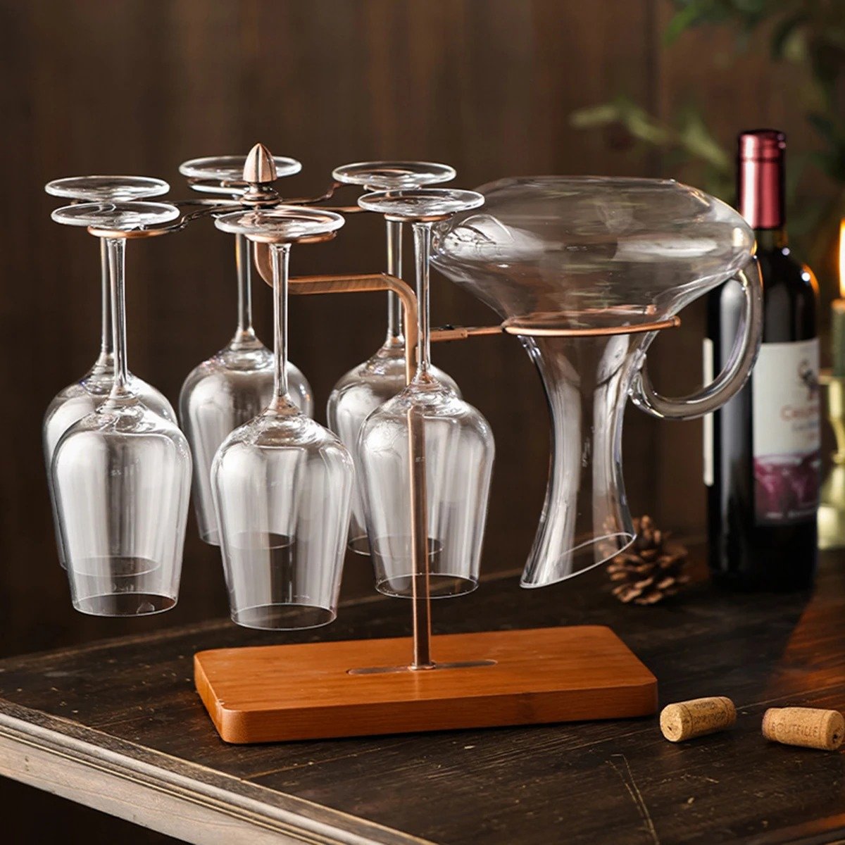 Wine Decanter & Glass Holder – Compact Display Stand