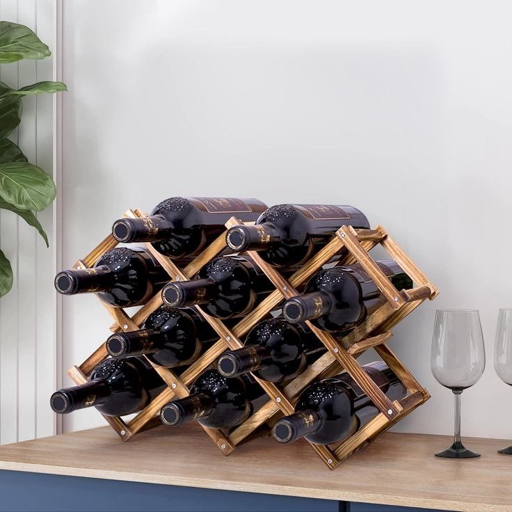 Diamond-Shaped Wooden Wine Rack