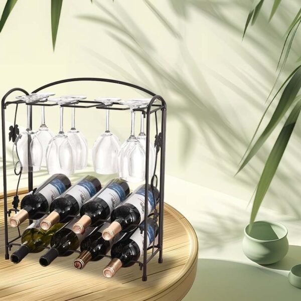 Countertop Wine Glass & Bottle Rack – Metal Wine Organizer