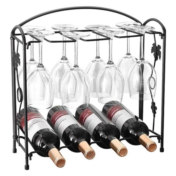 Countertop Wine Glass & Bottle Rack – Metal Wine Organizer