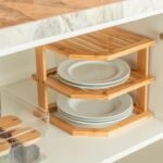2-Tier Bamboo Corner Storage Rack – Space-Saving Home Organizer