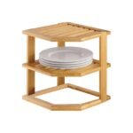 2-Tier Bamboo Corner Storage Rack – Space-Saving Home Organizer