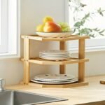 2-Tier Bamboo Corner Storage Rack – Space-Saving Home Organizer