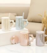 Ceramic Bubble Mug with Lid and Spoon