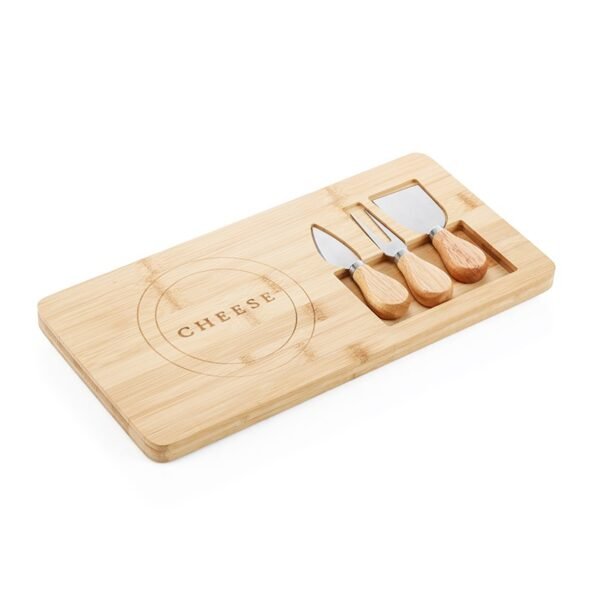 Bamboo Cheese Board with Serving Utensils Set