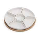 Bamboo Serving Tray with Ceramic Dishes Set
