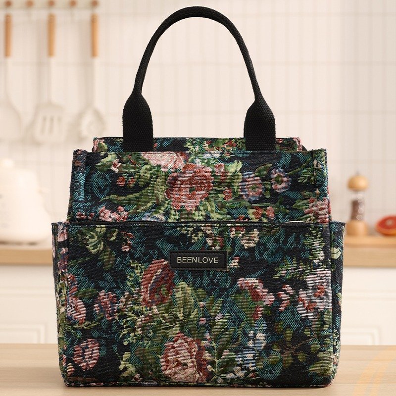 TK Floral Insulated Lunch Bag with Side Bottle Pockets