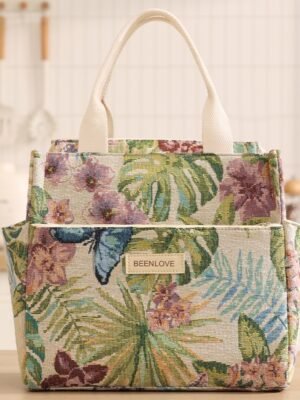 TK Floral Insulated Lunch Bag with Side Bottle Pockets