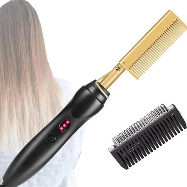 Professional Electric Hot Comb – Ceramic Hair Straightening Brush