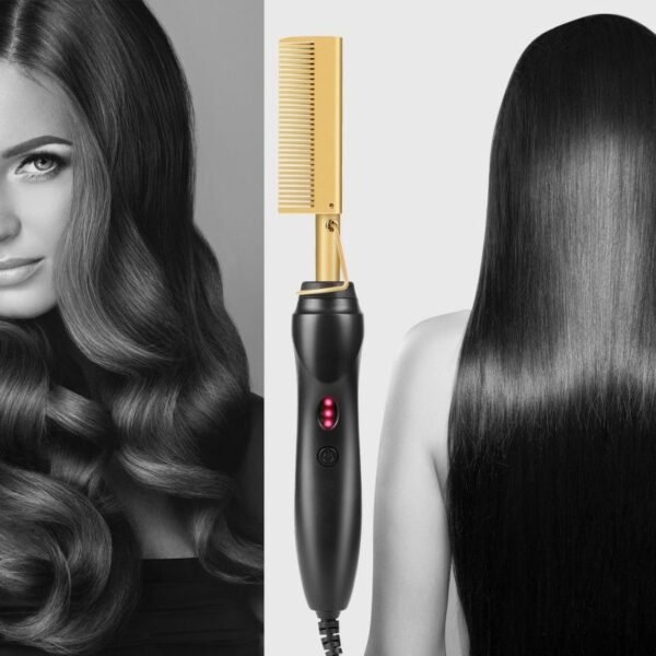Professional Electric Hot Comb – Ceramic Hair Straightening Brush
