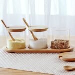 3 Piece Stackable Glass Bowls with Bamboo Lids