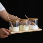 3 Piece Stackable Glass Bowls with Bamboo Lids