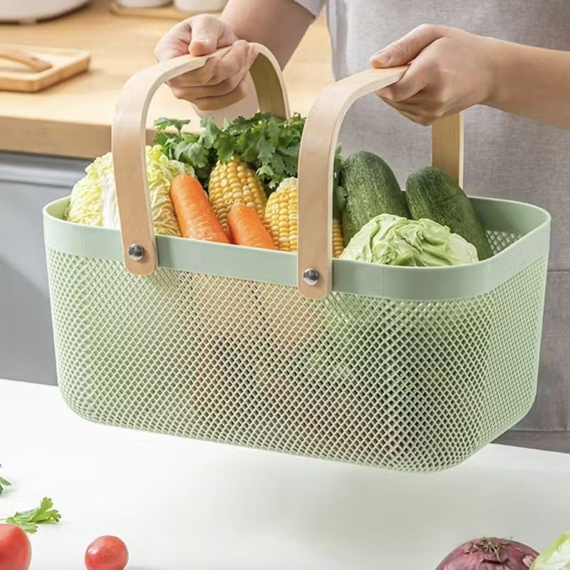 TK Mesh Storage Basket with Wooden Handles
