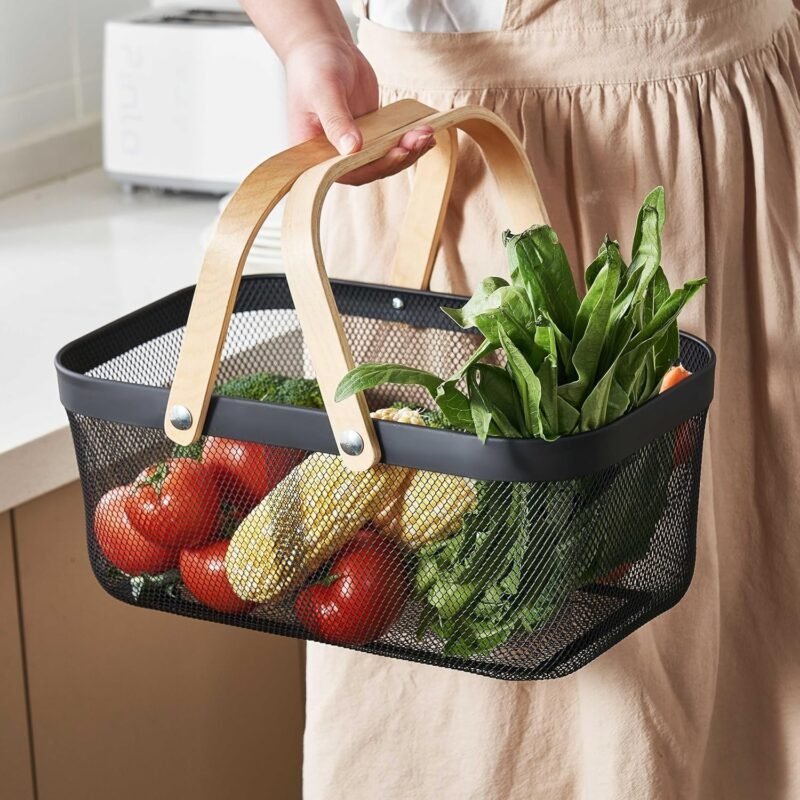 TK Mesh Storage Basket with Wooden Handles