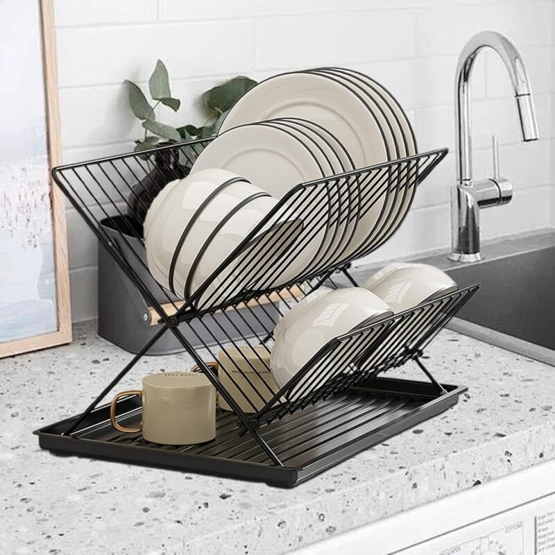 X-Style Collapsible Stainless Steel Dish Rack
