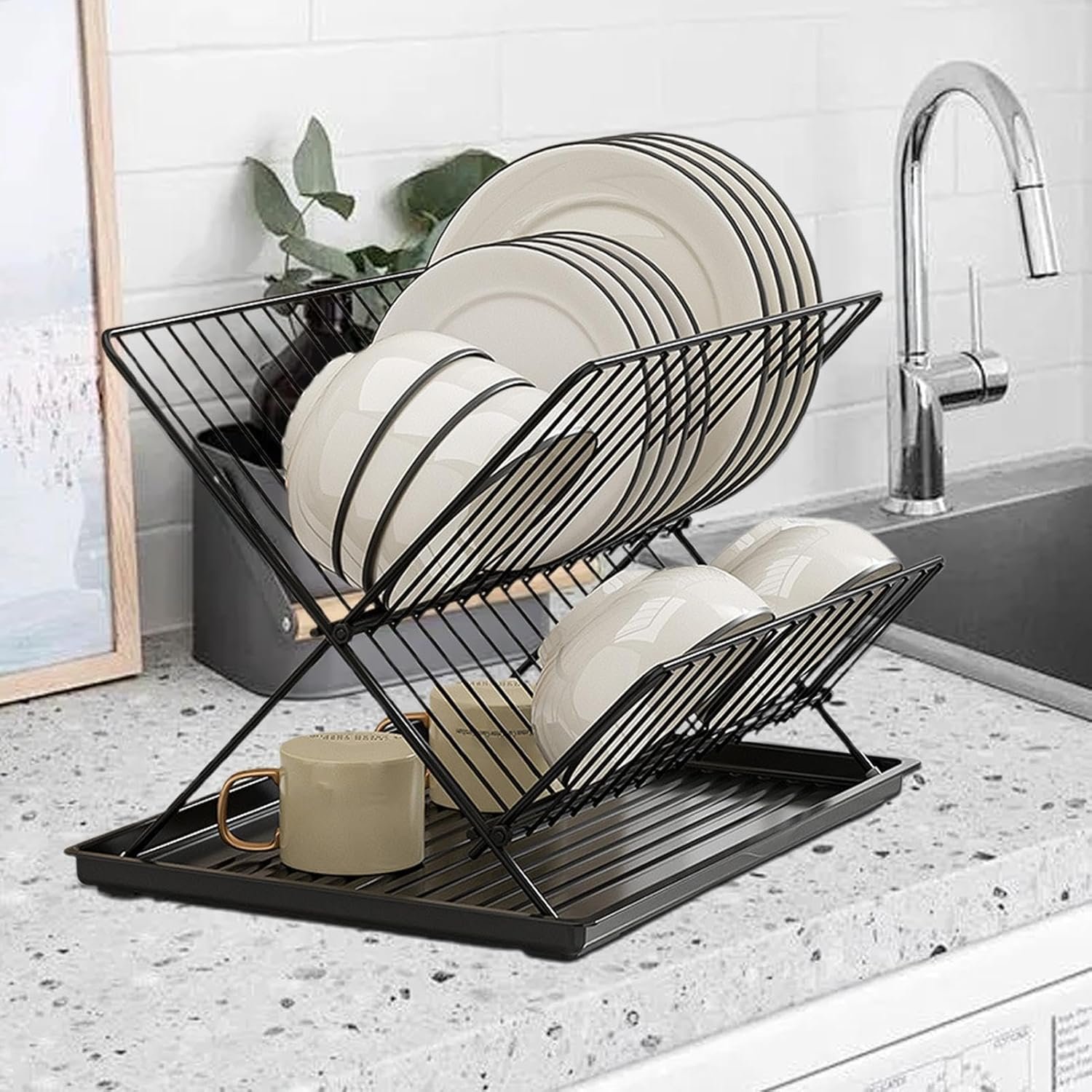 X-Style Collapsible Stainless Steel Dish Rack
