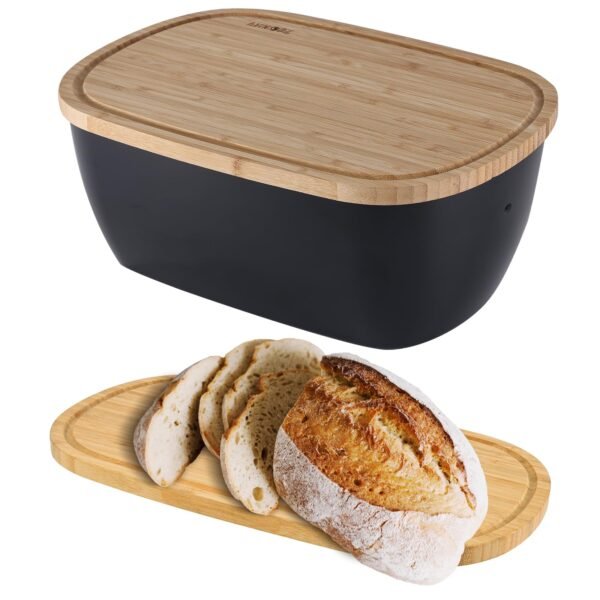 TK Bamboo Bread Bin with Cutting Board Lid – Eco-Friendly