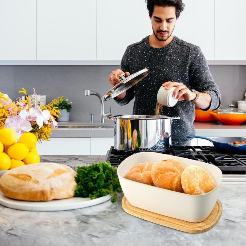 TK Bamboo Bread Bin with Cutting Board Lid – Eco-Friendly