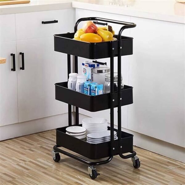 TK 3 Tier Rolling Storage Cart with PP Baskets
