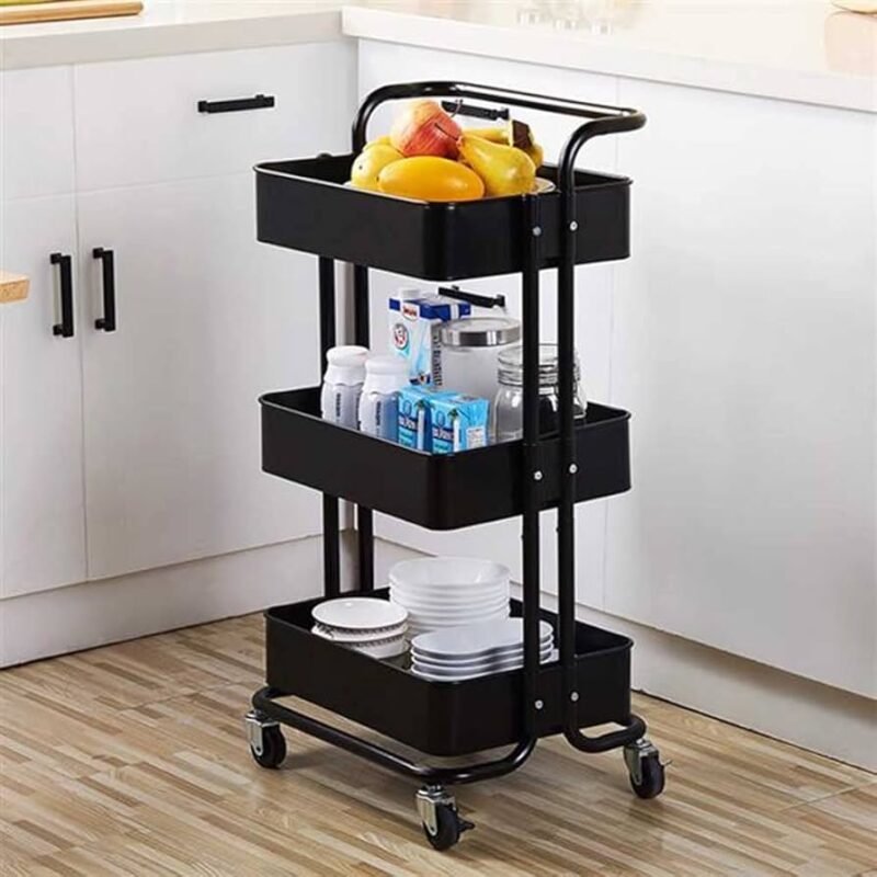 TK 3 Tier Rolling Storage Cart with PP Baskets