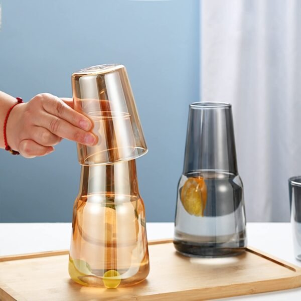 Glass Carafe and Drinking Glass Set