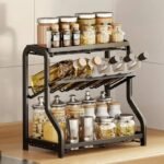 3-Tier Steel Spice & Condiment Organizer – Kitchen Storage Rack