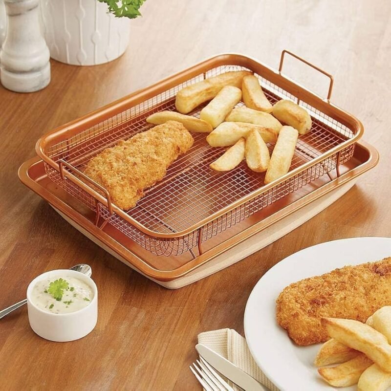 2 Piece Rectangular Copper Crisper Set – Ideal for Frying