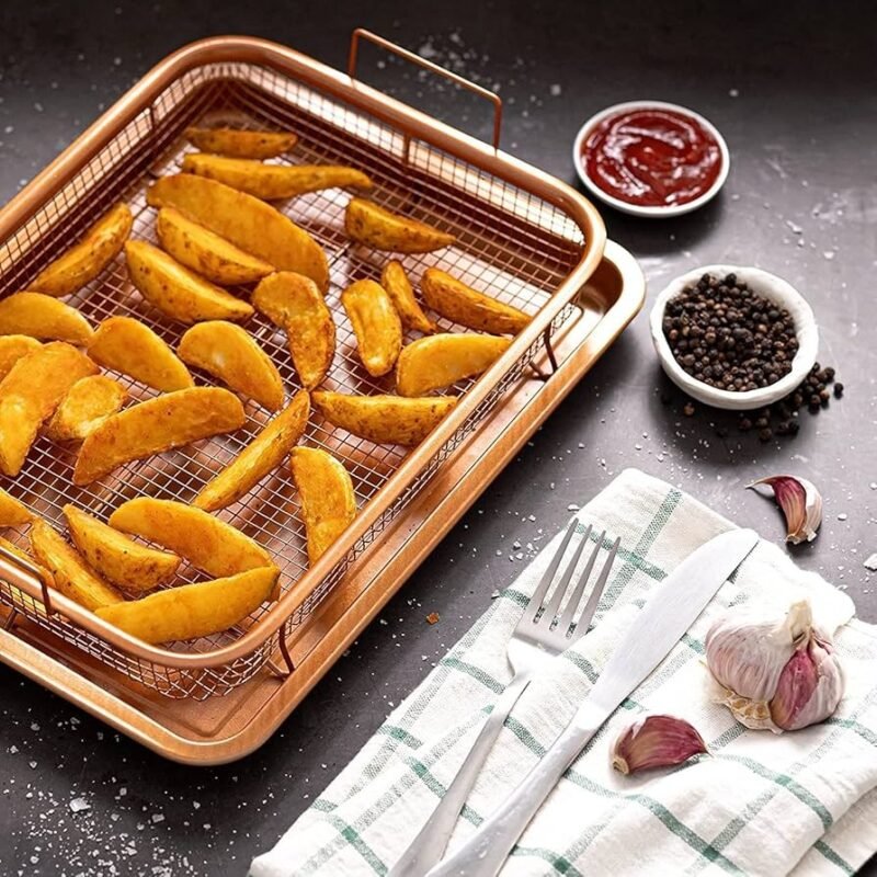 2 Piece Rectangular Copper Crisper Set – Ideal for Frying
