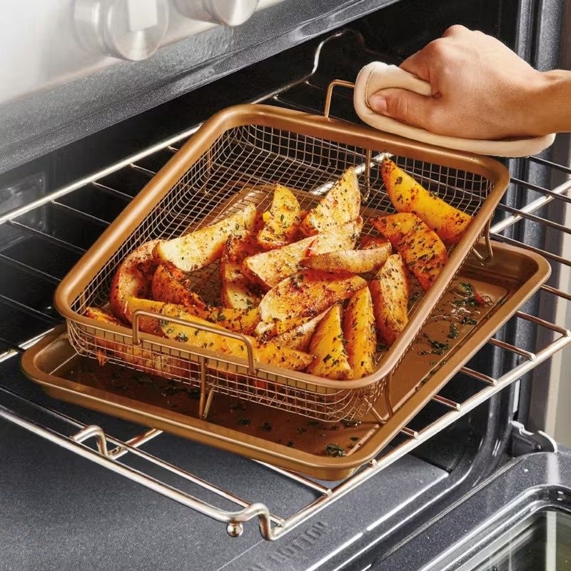 2 Piece Rectangular Copper Crisper Set – Ideal for Frying