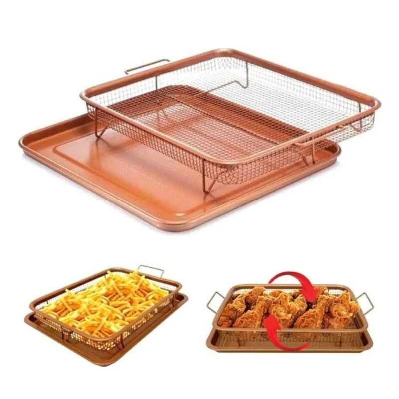 2 Piece Rectangular Copper Crisper Set – Ideal for Frying