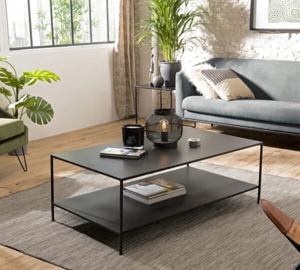 TK 2-Tier Modern Coffee Table – Wooden & Metal Living Room Table