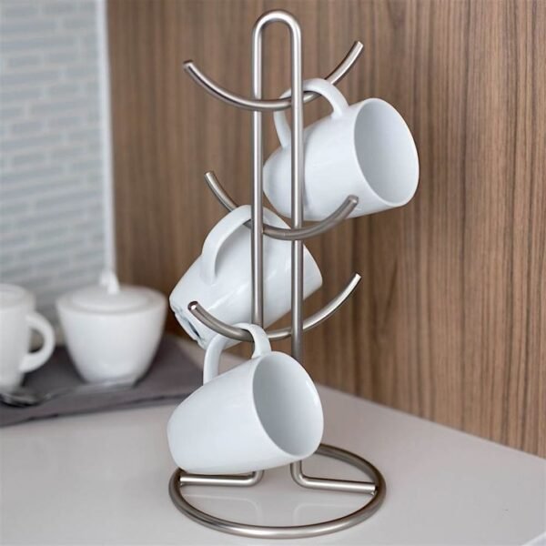 Countertop 6-Mug Holder – Stainless Steel Coffee & Tea Cup Rack