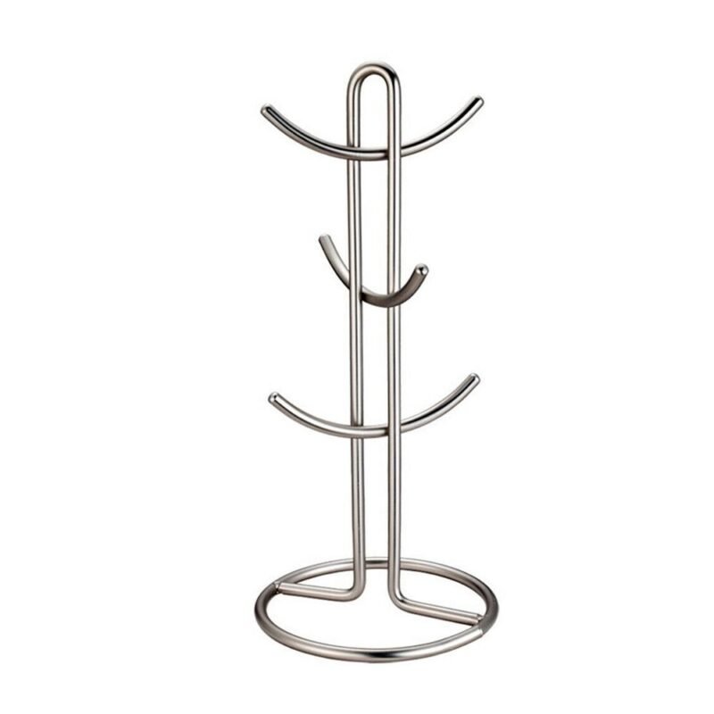 Countertop 6-Mug Holder – Stainless Steel Coffee & Tea Cup Rack