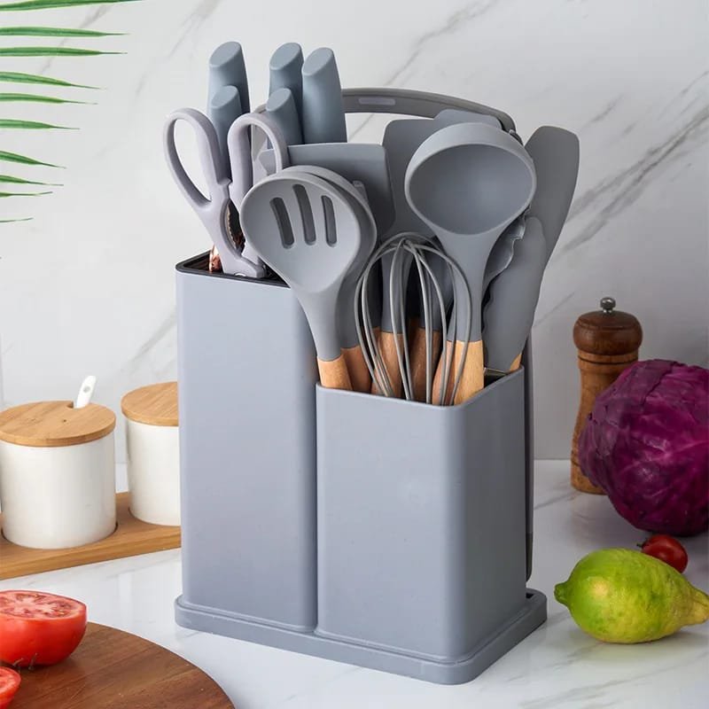 TK 19-Piece Kitchen Utensil & Knife Set with Holder