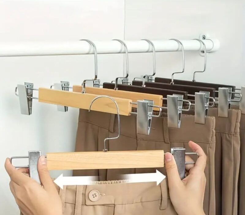 TK 3 Pack Wooden Adjustable Clothes Hangers