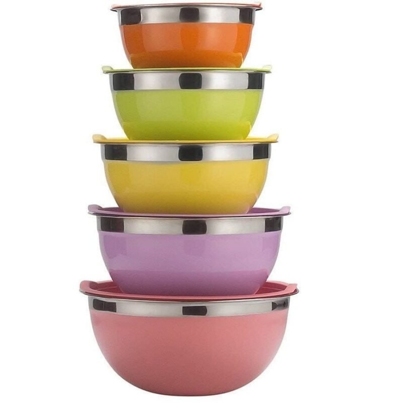5-Piece Stainless Steel Mixing Bowl Set with Lids