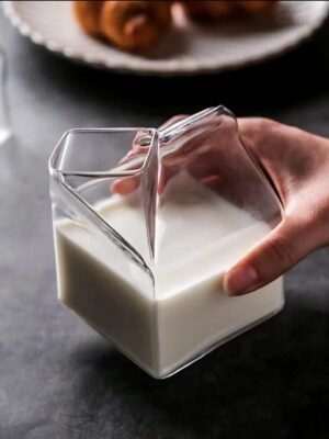 Vintage Glass Milk Bottle 235ml – Reusable Beverage Jar