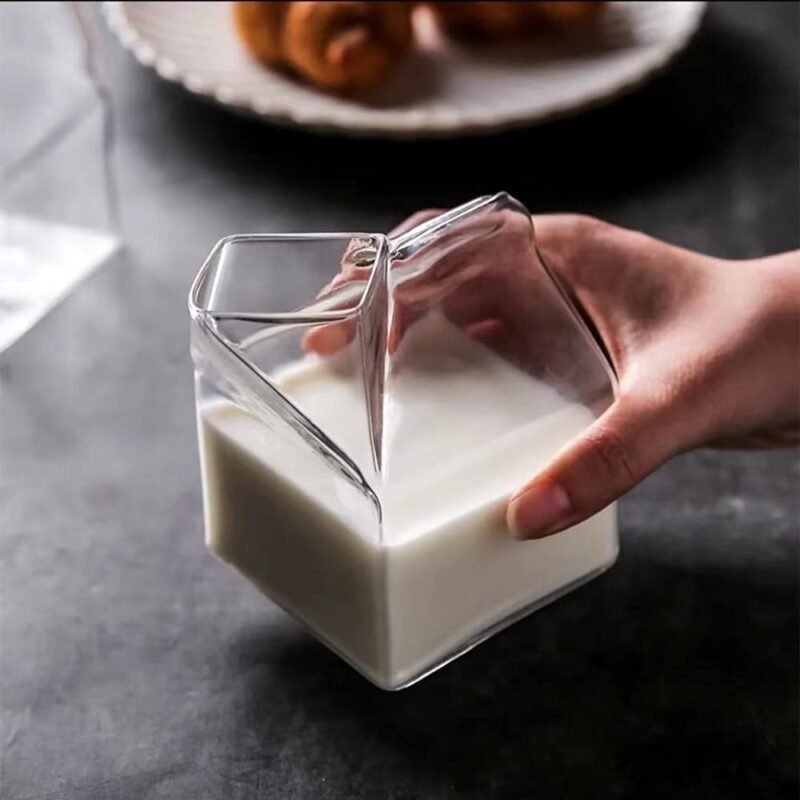 Vintage Glass Milk Bottle 235ml – Reusable Beverage Jar
