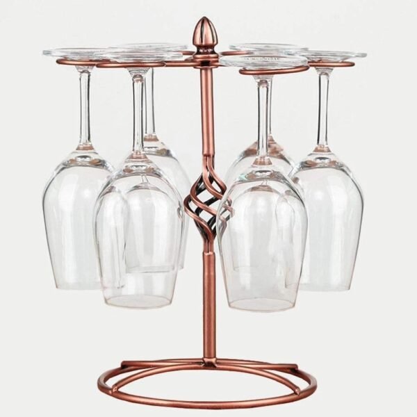 Free-Standing Rotating Wine Glass Holder – Metal Countertop Organizer
