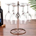 Free-Standing Rotating Wine Glass Holder – Metal Countertop Organizer