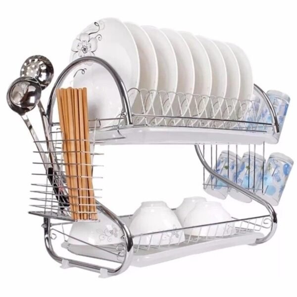 S-Type 2-Tier Stainless Steel Dish Rack – Kitchen Drying Organizer