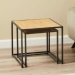 TK 2-Piece Nesting Tables – Wooden & Metal Set