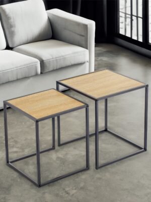 TK 2-Piece Nesting Tables – Wooden & Metal Set