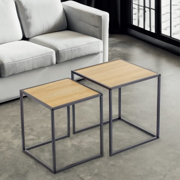 TK 2-Piece Nesting Tables – Wooden & Metal Set