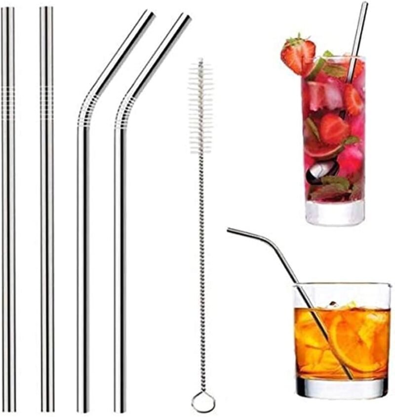 Reusable Stainless Steel Straw Set with Cleaning Brush