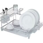 2-Tier Aluminum Dish Rack with Draining Board – Kitchen Organizer