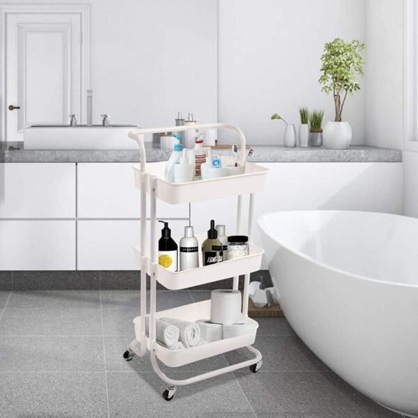 TK 3 Tier Rolling Storage Cart with PP Baskets