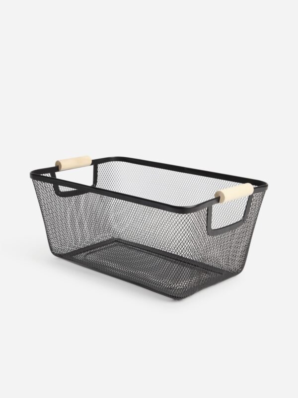 Wire Mesh Storage Basket – Durable Rectangular Metal Organizer